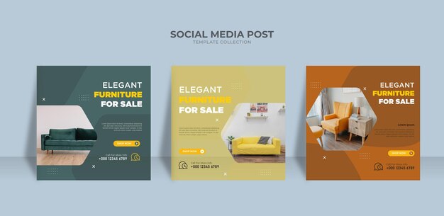 Social media furniture design sale and instagram post template