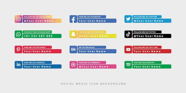 Social media icon lower third or social media icon background set