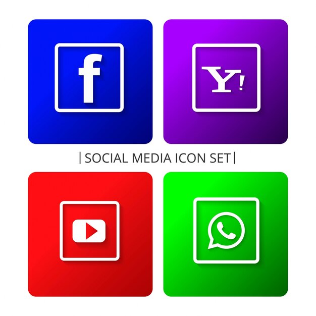 Бесплатное векторное изображение Набор красочных социальных медиа