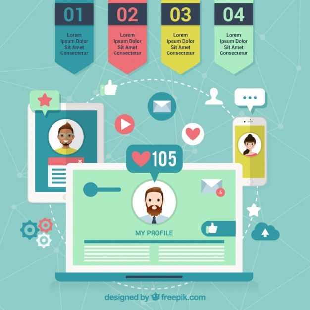 Social media infographic in flat design