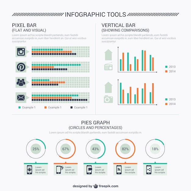 Бесплатное векторное изображение Социальные медиа инфографики инструменты