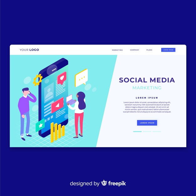 Free vector social media landing page