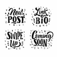 Free vector social media lettering collection