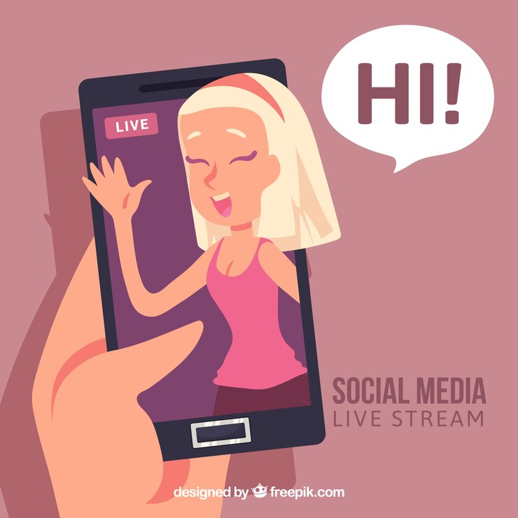 Free Vector social media live streaming with flat design