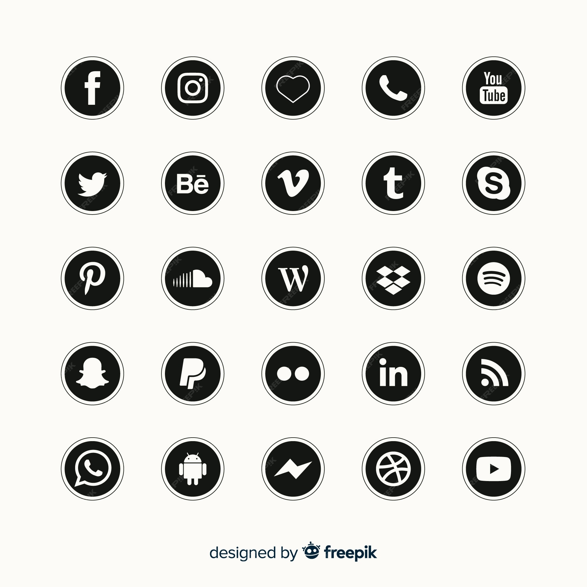 vector simple social media icons