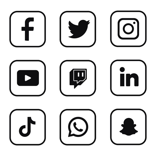 ソーシャルメディアのロゴのブラックボックス