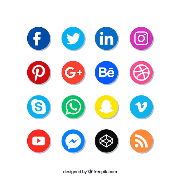 Social media logos collection in flat style