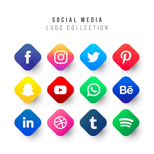 Free vector social media logos collection with geometric shapes