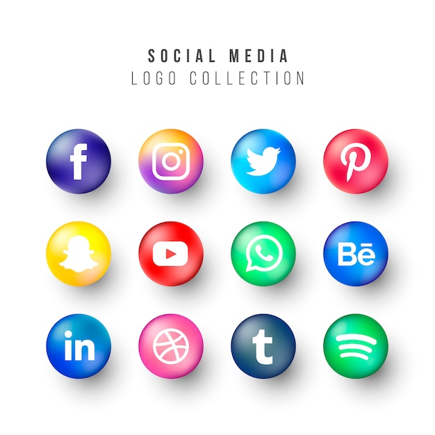 Social Media Logos Collection With Realistic Circles