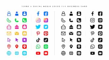 Vettore gratuito set di icone e loghi di social media