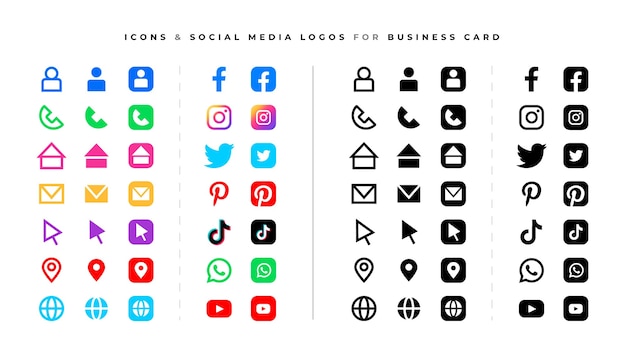Набор логотипов и значков социальных сетей