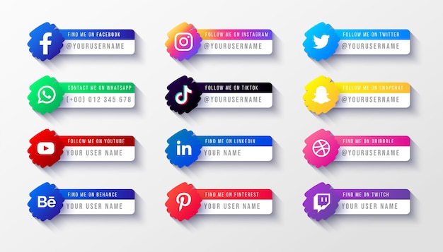 Social media logos lower third banner template