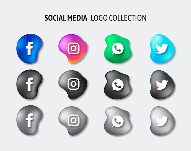 Бесплатное векторное изображение Социальные медиа логотипы пакет вектор