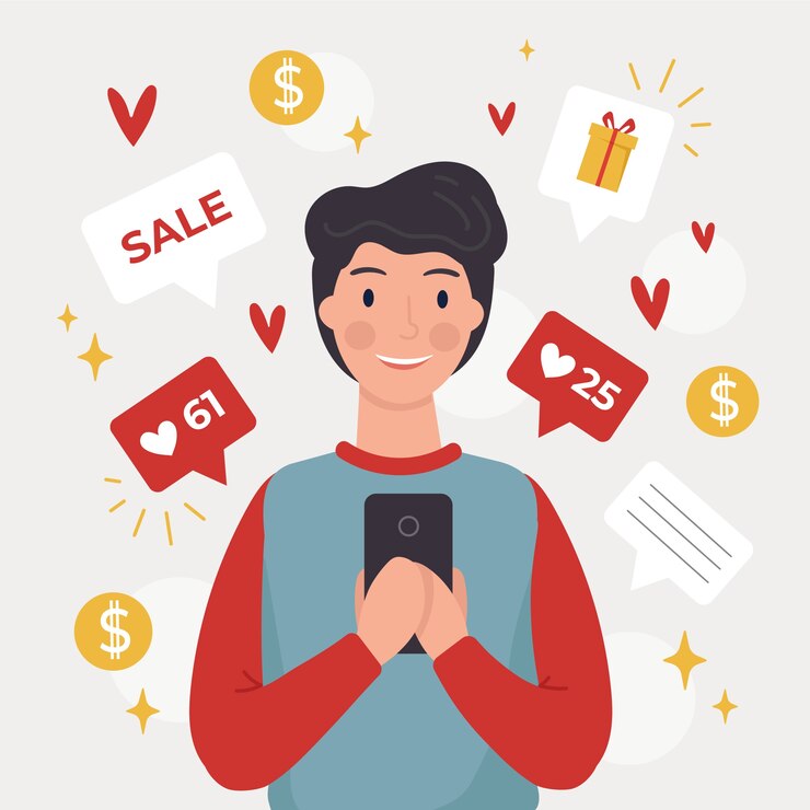 Free Vector social media marketing concept with man illustrated