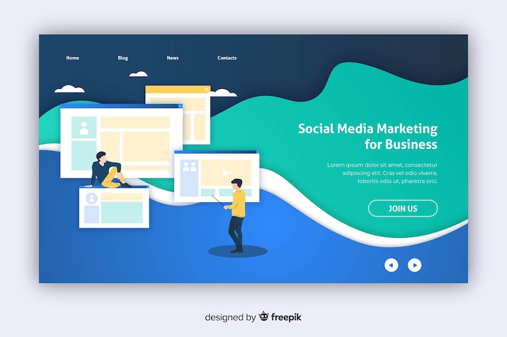 Free Vector social media marketing landing page
