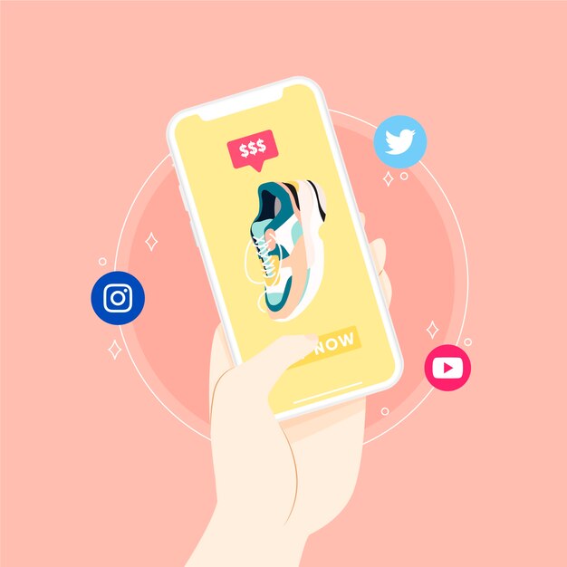 Social media marketing mobile phone concept illustrated