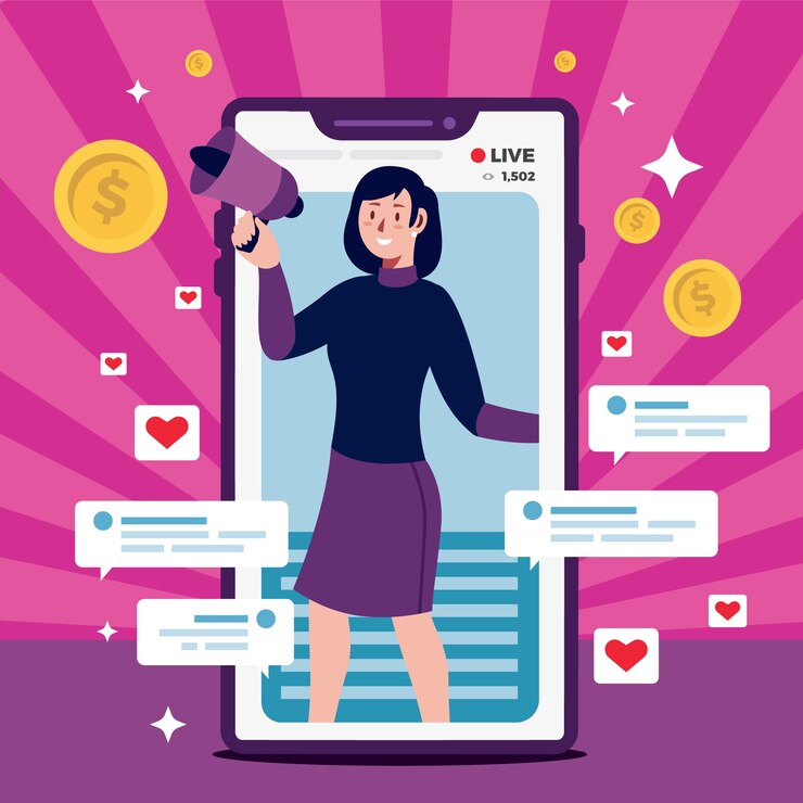 Free Vector social media marketing mobile phone concept