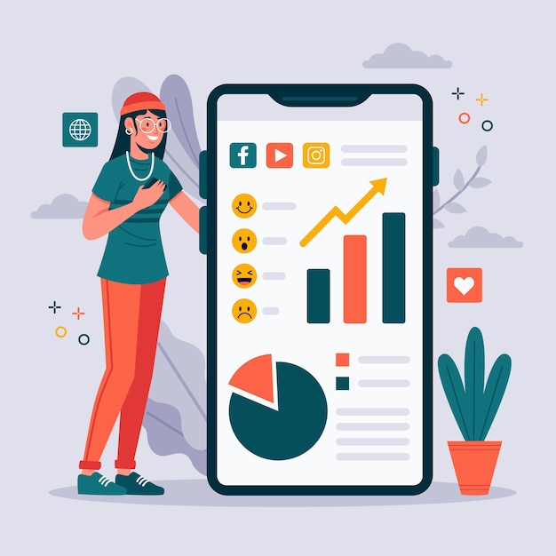 Social media marketing theme on phone