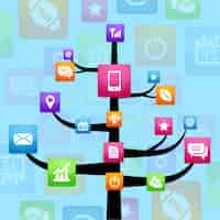 Free vector social media network tree