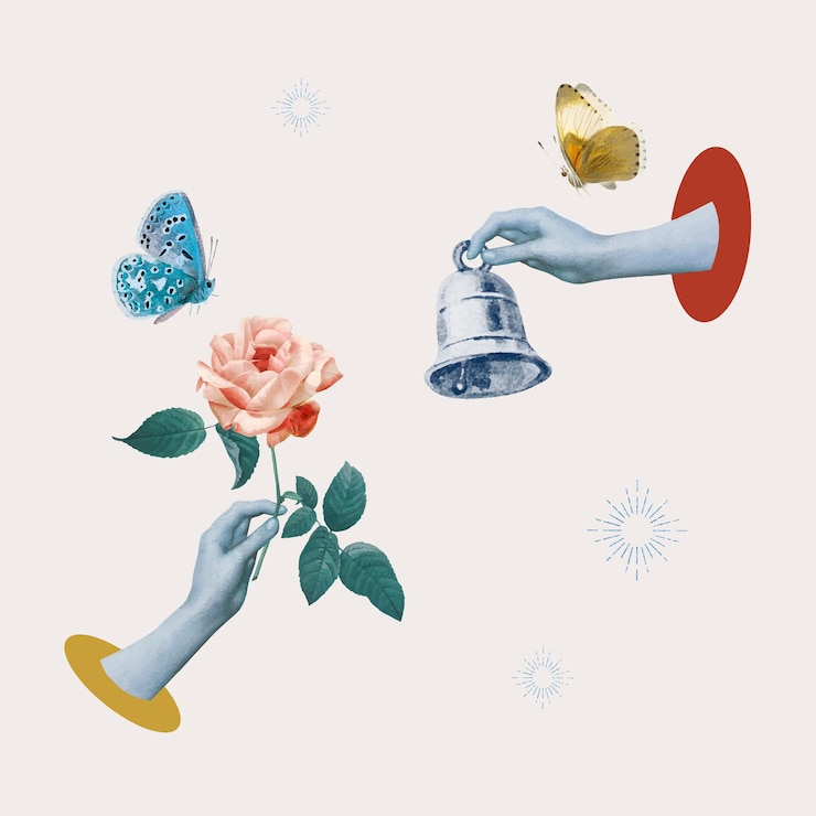 Free Vector social media notification aesthetic hands collage