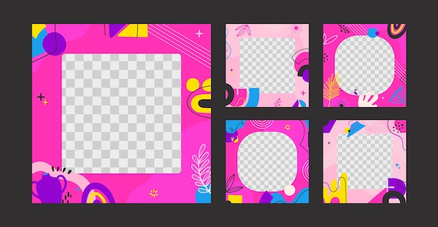 Free vector social media pink frame set