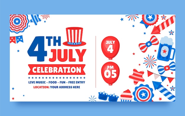 Social media post template for american 4th of july celebration