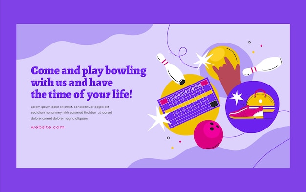 Free vector social media post template for bowling championship