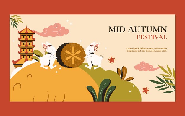 Social media post template for chinese mid-autumn festival celebration