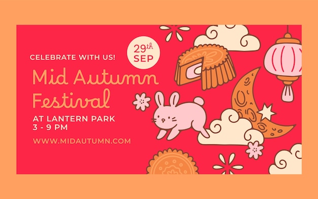 Free vector social media post template for chinese mid-autumn festival celebration