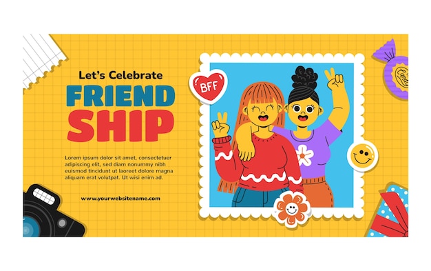 Social media post template for international friendship day celebration