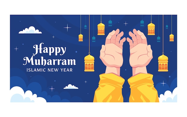 Social media post template for islamic new year celebration