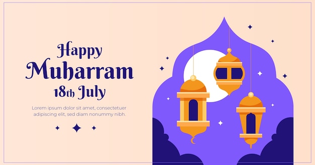 Social media post template for islamic new year celebration