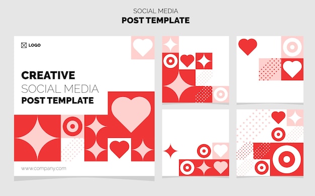 Social Media Post Template Pack 5 Different Post Design Geometric Vector illustration Background
