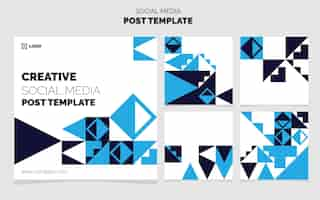 Free vector social media post template pack 5 different post design geometric vector illustration background