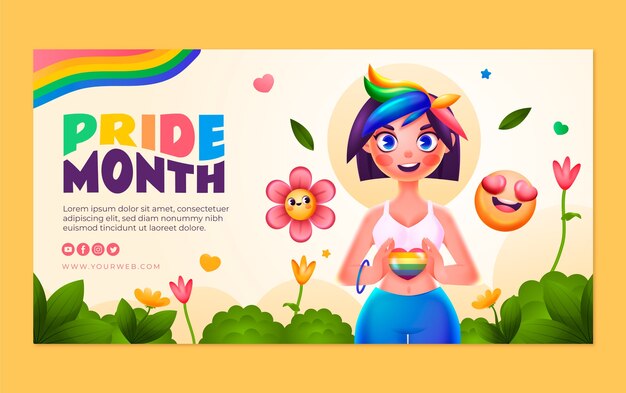 Social media post template for pride month celebration
