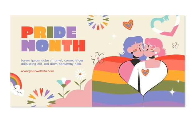 Free vector social media post template for pride month celebration