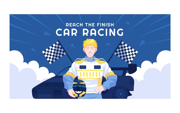 Free vector social media post template for racing tournament