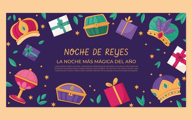 Vettore gratuito modello di post sui social media per reyes magos