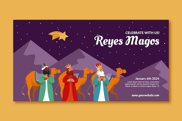 Free vector social media post template for reyes magos