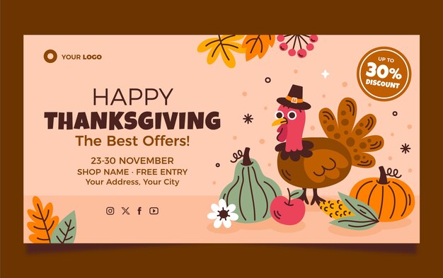 social media post template for thanksgiving day celebration