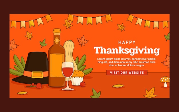 Social media post template for thanksgiving day celebration