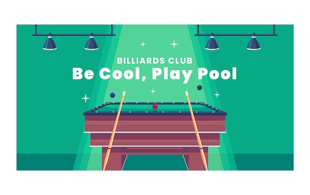 Free vector social media promo template for billiards club and pool game