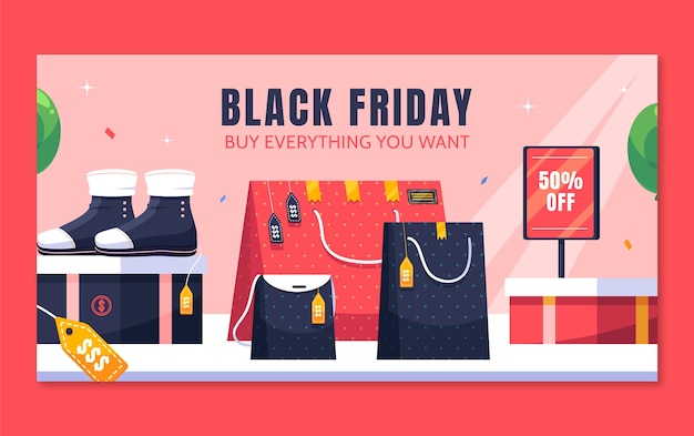 Vettore gratuito modello promozionale sui social media per le vendite del black friday