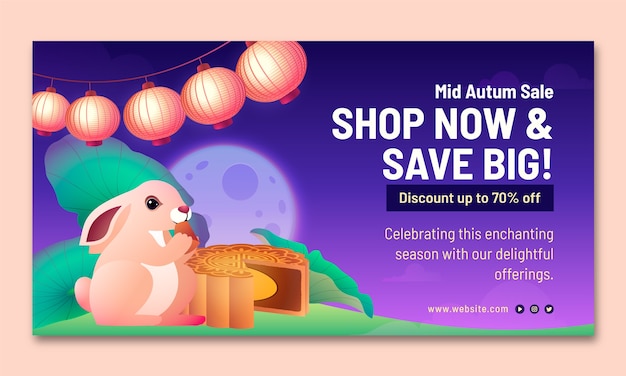 Free vector social media promo template for chinese mid-autumn festival celebration