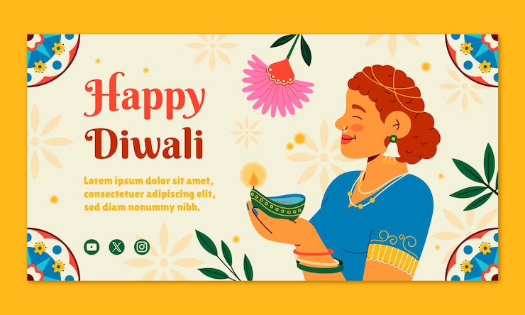 Free Vector social media promo template for diwali hindu festival celebration