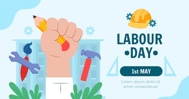 Бесплатное векторное изображение Рекламный шаблон в социальных сетях для празднования 1 мая дня труда