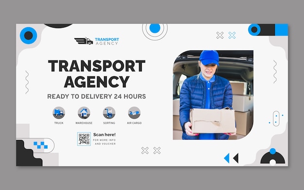 Бесплатное векторное изображение Рекламный шаблон в социальных сетях для транспорта и перевозки
