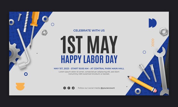 Social media promo template for may 1st labor day celebration