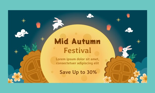 Social media promo template for mid-autumn festival celebration