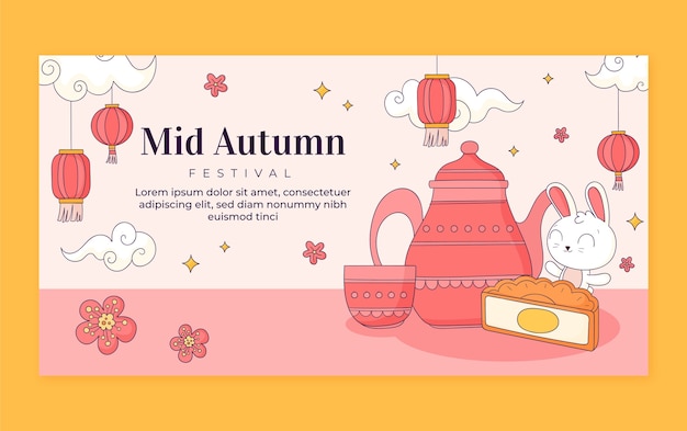 Social media promo template for mid-autumn festival celebration